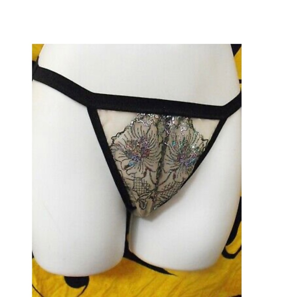 NWT -🌈HANKY PANKY String Bikini Panty Gold Mesh